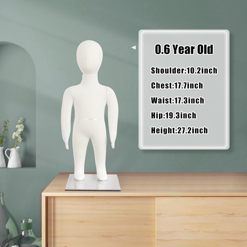 SHAREWIN Baby Mannequin Toddler Maniquine Bendable Arms and Legs Infant 6 Month Old Metal Base - Image 5
